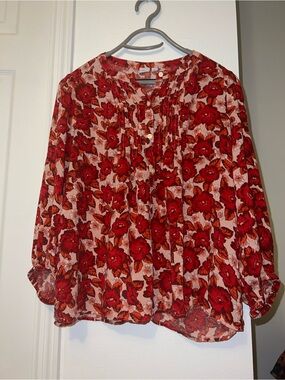 GAP Red Floral Blouse
